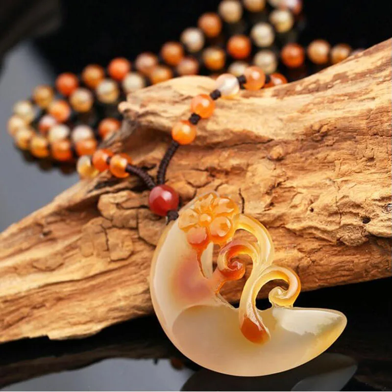 Yu Xin Yuan натуральный нефрит Медуллярный кулон резные лунные цветы ожерелье женские ювелирные изделия