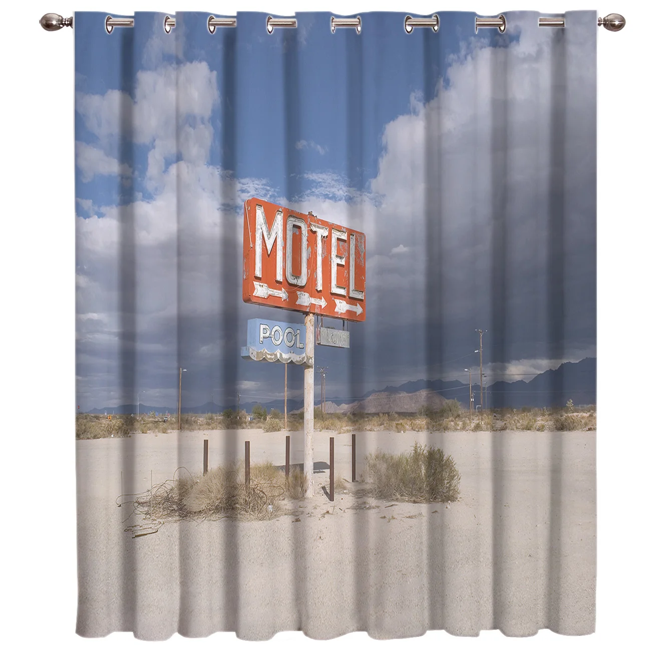 Roadside Signage Sign Room Curtains Large Window Living Room Blackout Bedroom Indoor Decor Swag Window Treatment Ideas Party