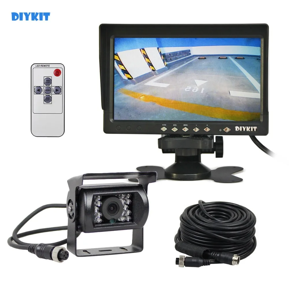 

DIYKIT AHD 7inch LCD Backup Monitor Rear View Monitor Waterproof Night Vision 960P AHD Rear View Camera for Bus Houseboat Truck