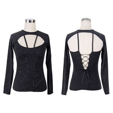 Пикантные выдалбливают дизайн с длинными рукавами для женщин панковская футболка Топы корректирующие