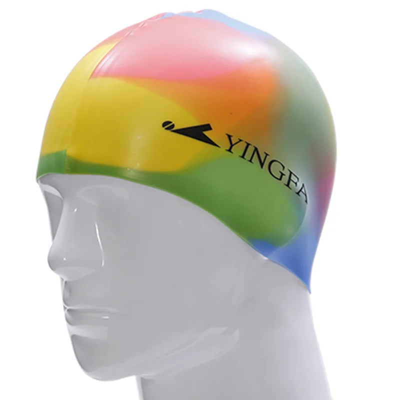 New Multicolor Sporty Silicone Swimming Caps Athlete Particle Swimming Hat Pool Wear Men and Women Protect Ears Bathing Cap - Цвет: 2