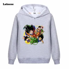 3-13 years Kids Dragon Ball Z Goku DBZ Hoodie Black Harajuku t shirt Girls Boys Spring Long Sleeve Sweatshirt  kong fu Tops Gray
