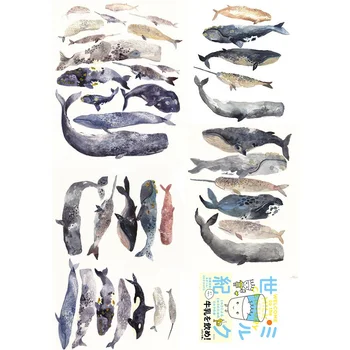 

2 pcs/lot Marine Whale DIY Waterproof Paper Sticker Stationery Scrapbooking Bullet Journal Stickers School Office