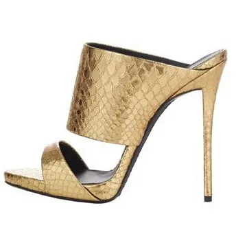 

2016 new fashion solid slip on and metal style high thin heel slide for woman in summer big size 35-41