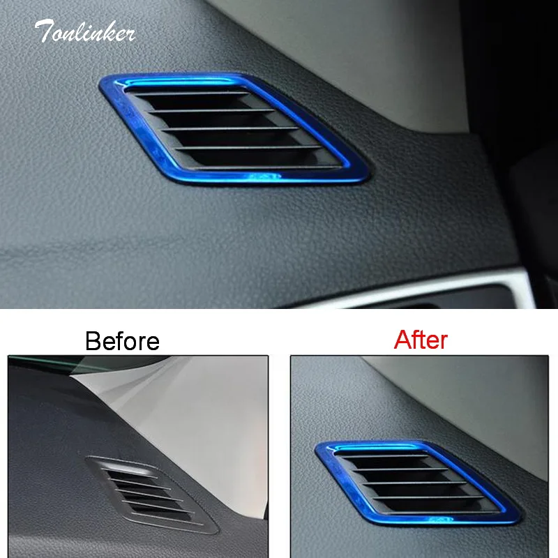 

Tonlinker Covers Stickers For Nissan SYLPHY 2012-18 Car Styling 2 PCS Stainless steel Dashboard Small Outlet Cover Case Stickers