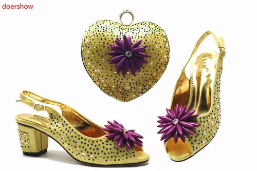 doershow hot selling Italian red color Shoes With Matching Bag High Quality Italy Shoe And Bag set For wedding and party HTB1-13
