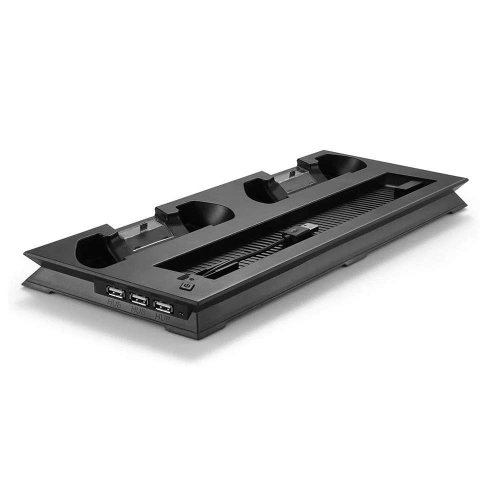 

PS4 Slim 4 in 1 Vertical Srand+Controller Charging Station Dock+Cooling Fan+USB Hub for Dualshock 4 for Playstation 4 Slim