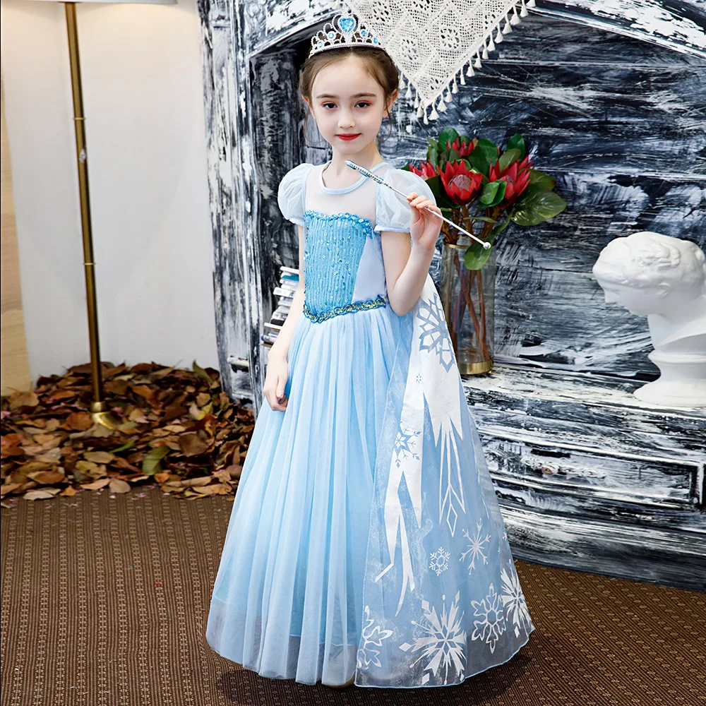 Платья Снежной Королевы Эльзы; платье принцессы Эльзы для девочек; маскарадные костюмы Эльзы; детская одежда для девочек; праздничный комплект Эльзы
