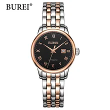 BUREI Brand Automatic Mechanical Watch Business Stainless Steel Waterproof Clock Calendar Womens Watches Top Brand Luxury