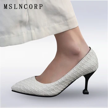 

Size 34-44 Fashion Women pumps party wedding shoes high heel pointed toe Classic Stone Pattern zapatos mujer Show Thin Stiletto