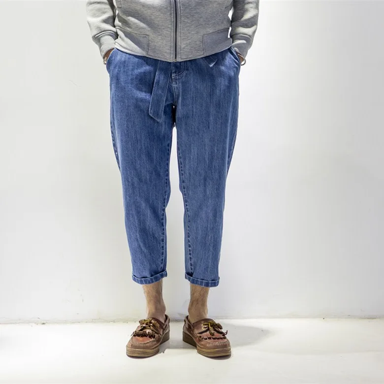 Jeans male ankle length trousers brief street loose casual male jeans the trend
