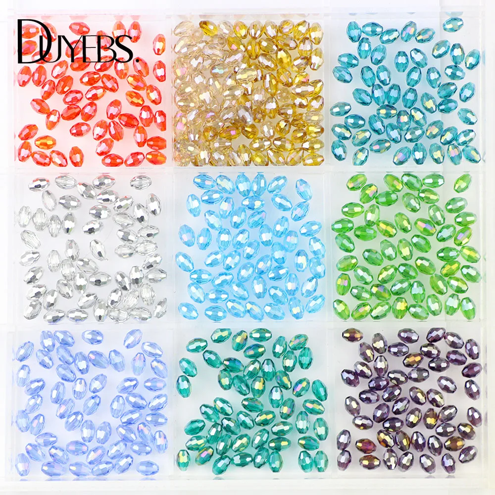 

DUYEBS 50pcs 6*8mm Rice Grains Upscale Loose Glass Ball Beads Austrian Crystal Oval Shape Beads For Jewelry Making Bracelet DIY