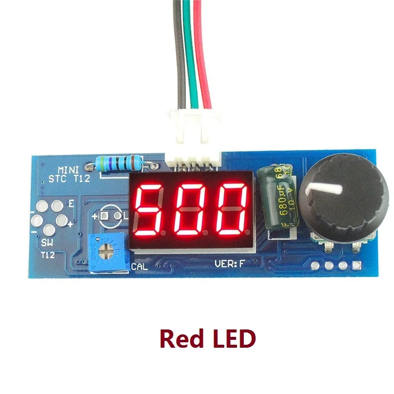 Мини T12 электрический блок Цифровой паяльник станция контроллер температуры наборы для HAKKO T12 ручка w/светодиодный переключатель вибрации - Цвет: Red LED