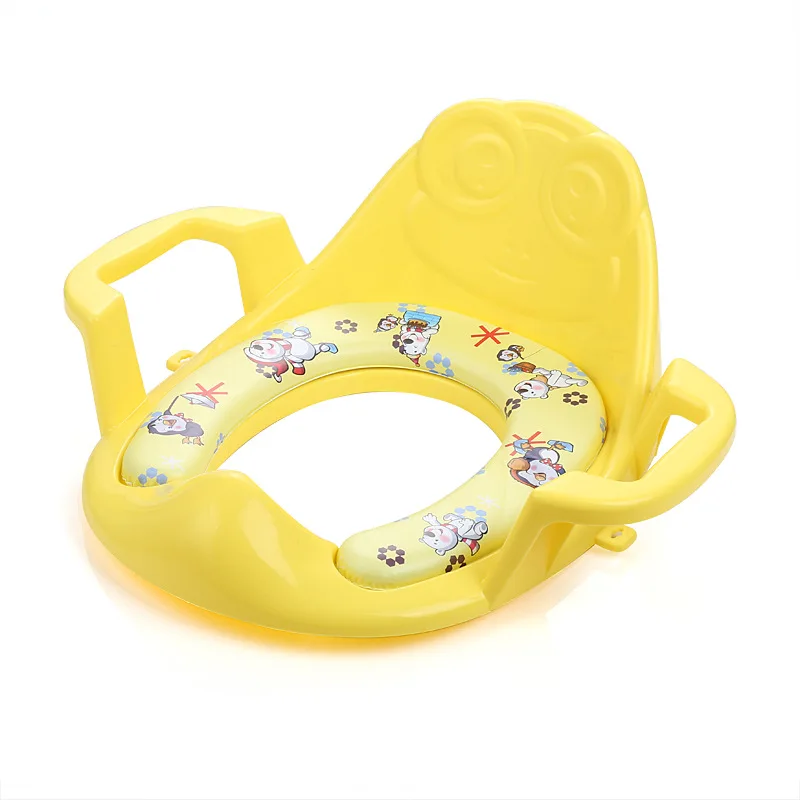 Лягушка детское портативное пластиковое сиденье для унитаза с подлокотниками детские горшки кольцо для детей Детский горшок туалет удобный стул коврик для мальчика - Цвет: Цвет: желтый
