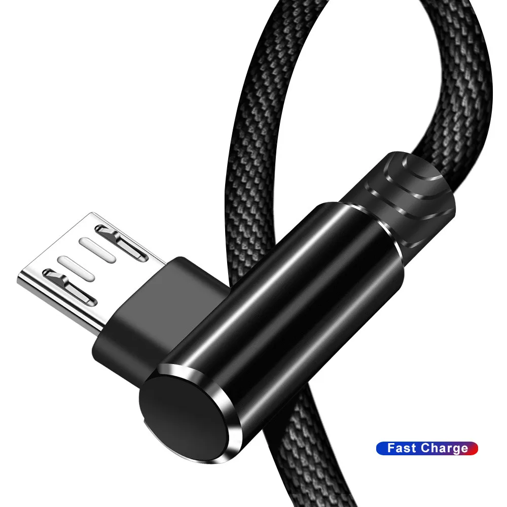

Micro USB Cable 1M 90 Degree Fast Charging Data Charger Cord Cables For Samsung Xiaomi Redmi 7 7A Huawei Android Phone Micro-USB