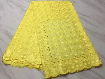 

Latest African Dry Lace Fabric High Quality Yellow Swiss Voile Laces Switzerland Cotton 2018 Nigerian Man Voile Lace 5yards
