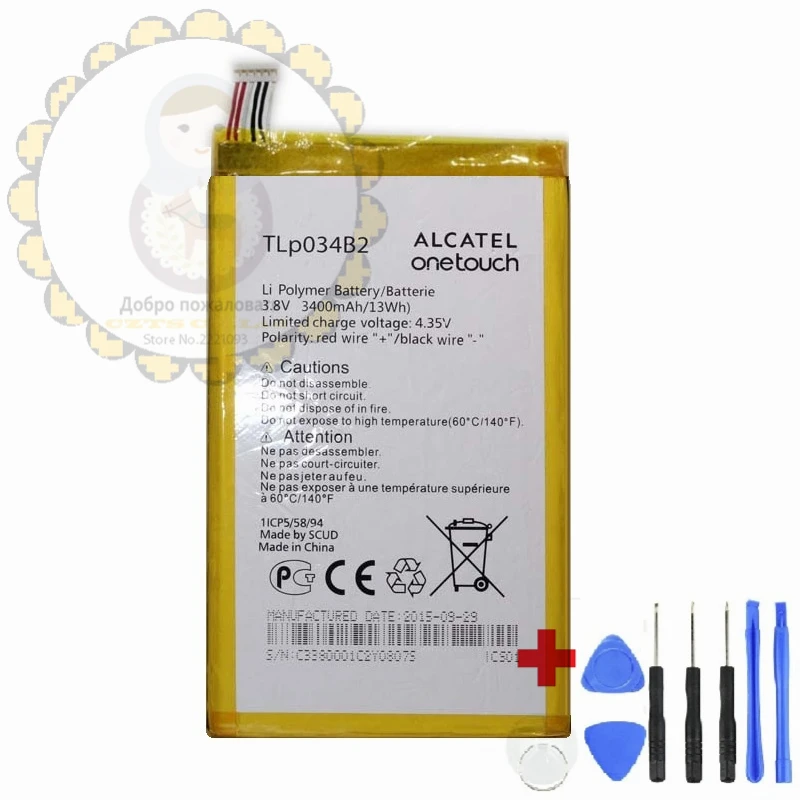 

TLp034B2 3.8V 3400mAh Battery + Repair Tools Replacement for ALCATEL one touch pop s9 hero n3 a995l TCL y910 y910t