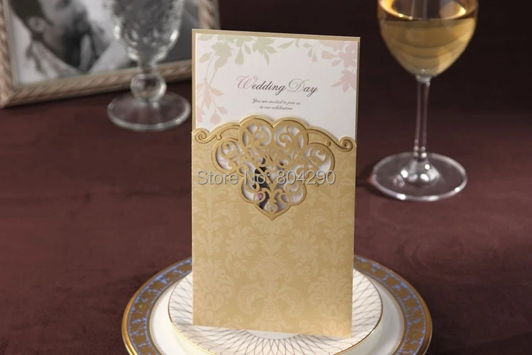 Anniversary Wedding Cards Promotion For Promotional New Elegant Flower Laser Cut Romantic Pink Wedding Invitations Card 25pcs Lot Free Shipping