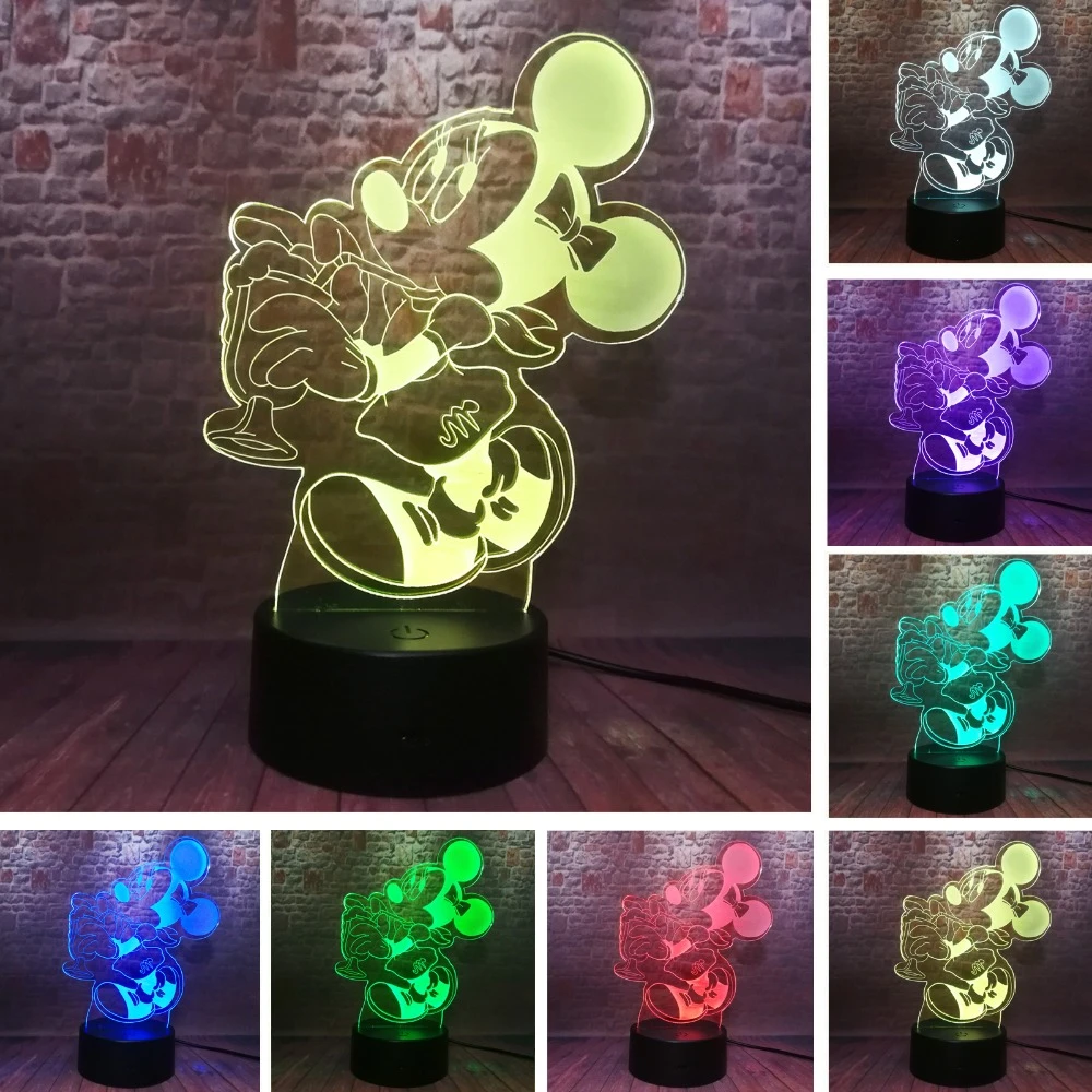 Dibujos Animados adorable Minnie agua potable ratón ratones 7 colores  cambio USB táctil buenas noches niñas amigo niños Navidad regalo|Luces de  noche LED| - AliExpress