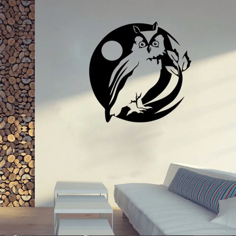 Black Owl On The Tree Pattern Vinyl Wall Stickers Art Wall Decals