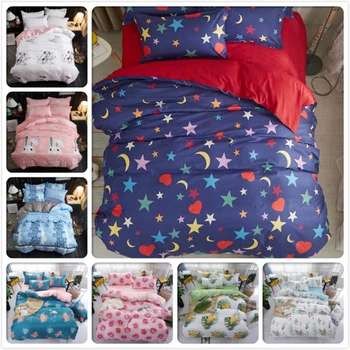 

Soft Cotton 3pcs/4pcs Bedding Set Kids Bed Linens Sheet Quilt Comforter Pillow Case Single Twin Queen King Size Duvet Cover 1.8m