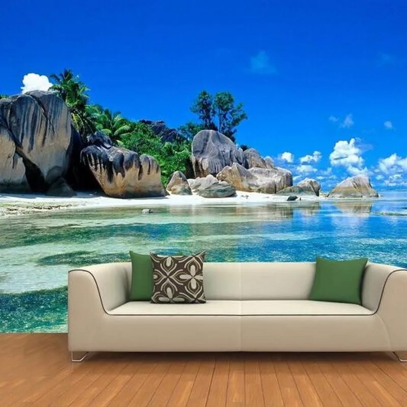 

3d room wallpaper custom mural wall sticker 3d island landscape rock beach painting photo,home deco wall paper Beibehang