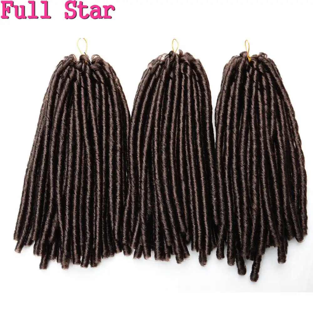 Полная Звезда Мягкие Faux locs 7 упаковок 1" 70 г вязанные крючком косы волосы Flod 30 корней черный Омбре Коричневый Плетение синтетические волосы для наращивания - Цвет: #4