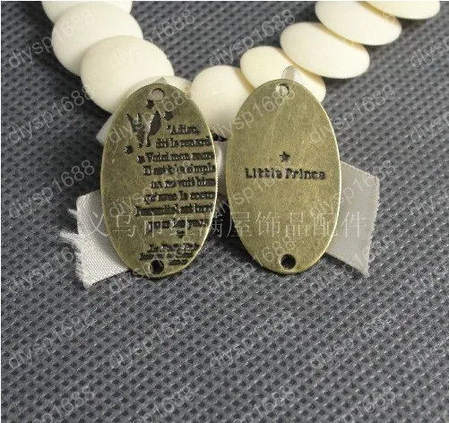 

Free Shipping Wholesale DIY Antiqued Bronze Vintage Alloy Little Prince Words Oval Pendant Connectors Accessories 35*20mm 15pcs