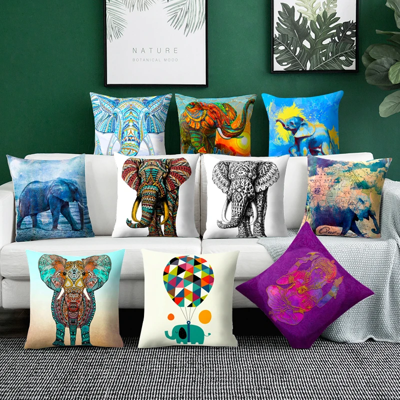 

Mandala Pattern Cushion Cover Elephant Geometric Pillow Cover Animals Throw pillows Home Decoration Car Decoration Pillowcase