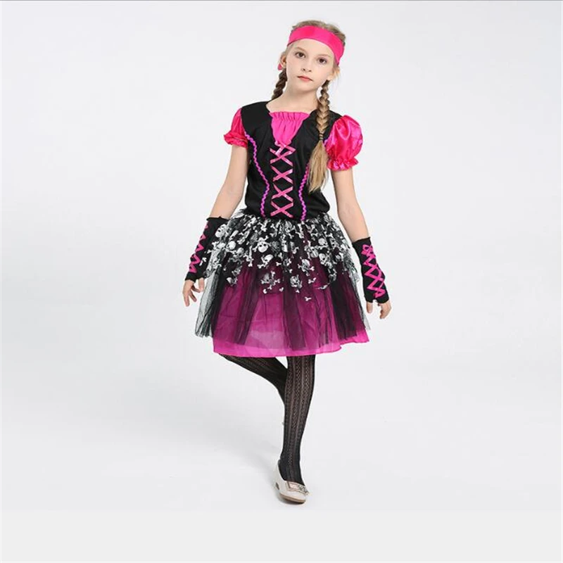 

Cute Girls Pink Pirate Costume Halloween Party Kids Cosplay Clothing