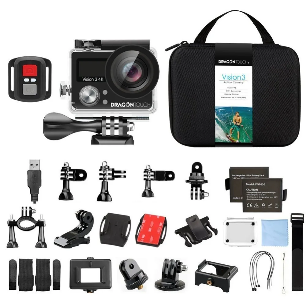 Dragon Touch vision 3 4K Outdoor Action Camera Video Sports wifi Ultra HD Waterproof DV Camcorder
