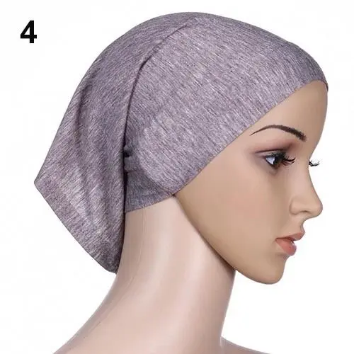 Очаровательные женские под шарф шапка труба Кепка кость исламский головной убор мусульманский хиджаб 1x - Цвет: Gray
