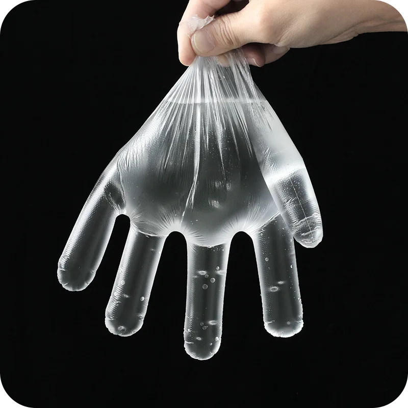 

100pcs/Lot Disposable Gloves One-off Plastic Gloves Restaurant BBQ Transparent Eco-friendly PE Gloves Kitchen Garden accessories
