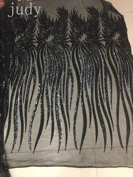 

2018NEW 5yards/bag JL029#Black fashion fringe line sequins wedding dress cloth for bridal wedding dress/sawing