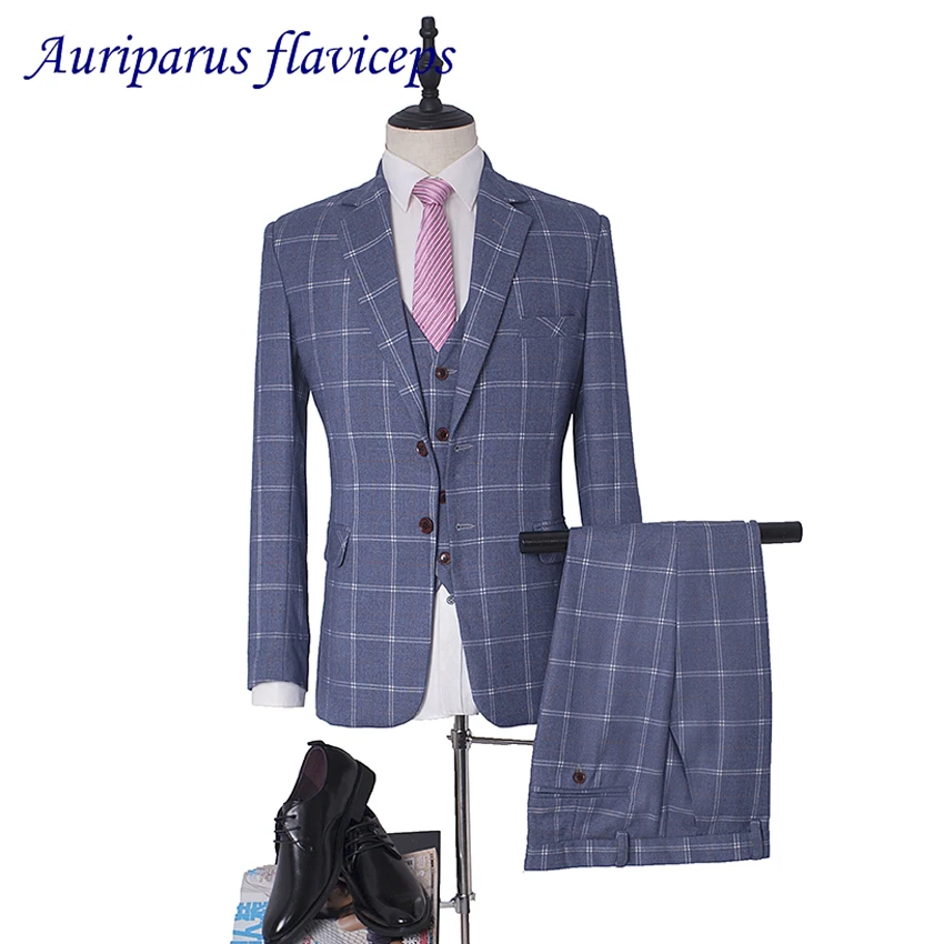 blue checks blazer