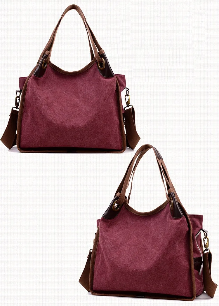 MJ Women's Canvas Handbags High Quality Female Canvas Totes Casual Shoulder Bags Large Travel Bag Ladies Solid Crossbody Bags (15)