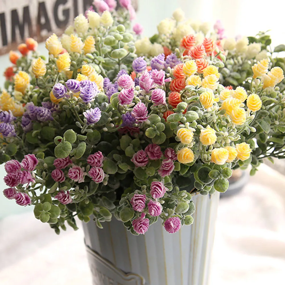 

1Bunch Artifical Flower Pinecone Bouquet Flocking Plastic Rural Country Style Wedding Party Home Decorative Fake Flowers