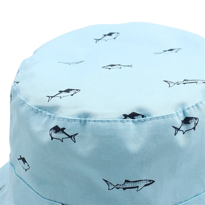 Cute Fish Baby Boys Hat Cotton Bucket Hat For Boys Spring Summer Kids Sun Cap Beach 2 Side Children Cap 0-4Y Baby Boys Clothing (27)