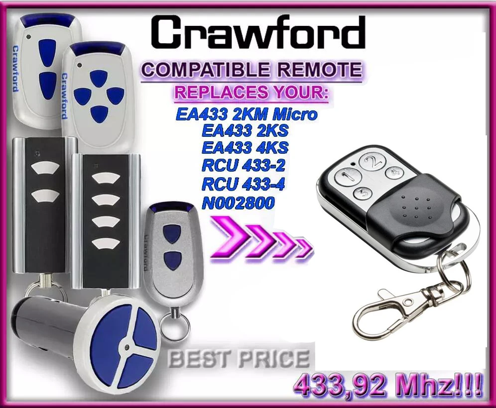 

CRAWFORD EA433 RCU Compatoble Gate Door Opener Hand Remote Control/Transmitter