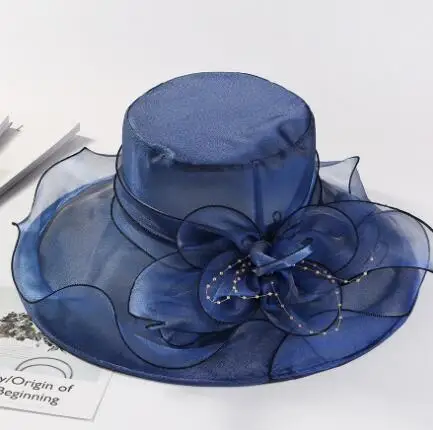 

Luxury Women Summer Hats Organza Brim Sun Hats Wide Brim Derby Wedding Church Fascinator Hats Ladies Floppy Bucket Hats