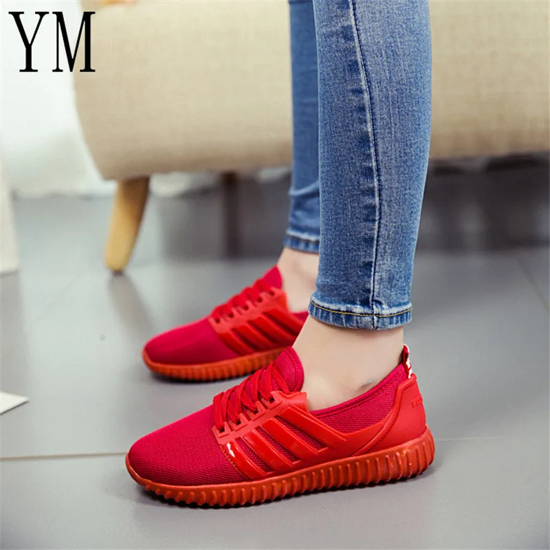 

Breathable Mesh Summer Shoes Luce up Comfortable Casual Ladies Shoes New Outdoor Sport Red Women Sneakers Student for Walking