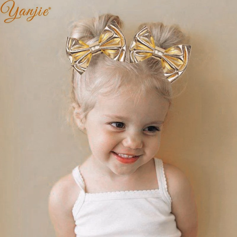 1セットゴールドメタリック二重層のヘアクリップ子供4 きらめきの毛の弓ヘッドバンドのためのdiy 21夏ヘアアクセサリー Girl S Hair Accessories Aliexpress