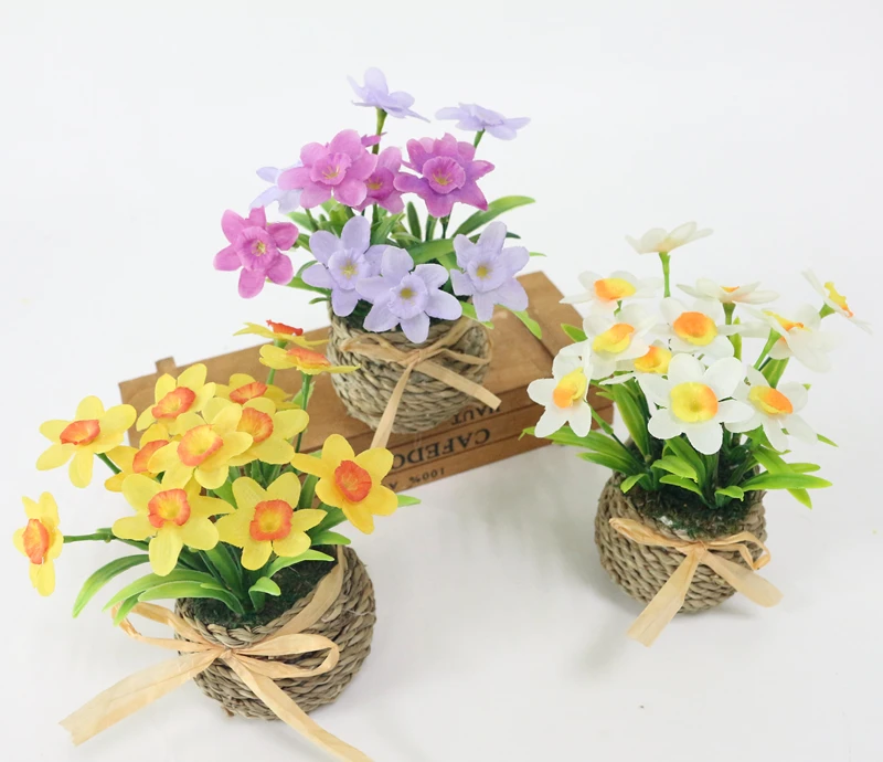 JAROWN Simulation Daffodil Set Artificial Narcissus Flower Silk Flower Plants Wedding Flores Home Decoration (7)