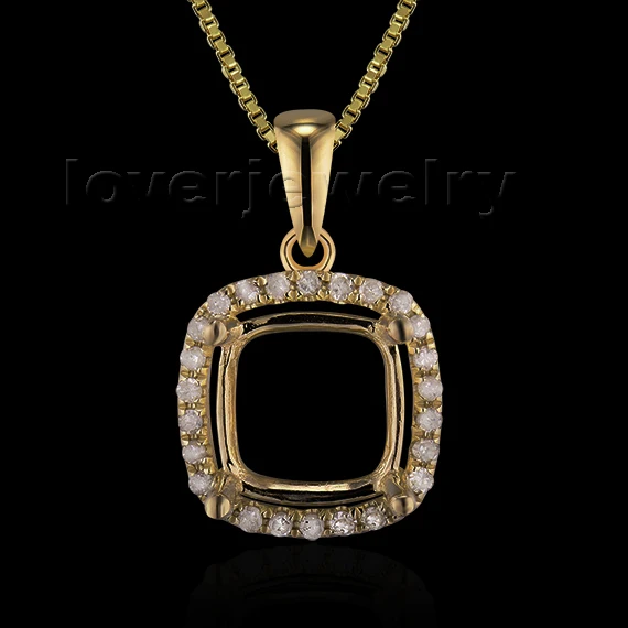 

Cushion 7x7mm Setting With Natural Diamond In 18Kt Yellow Gold Pendant E0053
