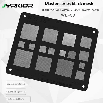 

Jyrkior 0.3/0.35/0.4/0.5/Parallel/ Hole Universal Multi Function Planting Tin Mesh BGA Reballing Black Stencil Template