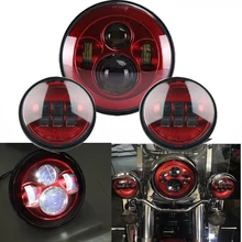 TNOOG Motorcycle Red light Set 7 inch Daymarker led light bulb headlight Motorcycle Projector 4.5 Inch Round Passing Fog light