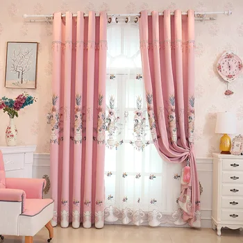 

Home Europe Luxury Blackout Curtains For living Room Bedroom Window Floral Embroidered 80% Shading Curtains Drapes Decoration