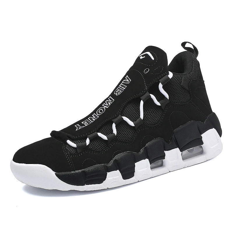 SENTA Band спортивная обувь для мужчин дышащая кожа сплайсинга спортивная обувь с воздушной подушкой Беговые Прогулки Спортивная обувь - Цвет: Black White