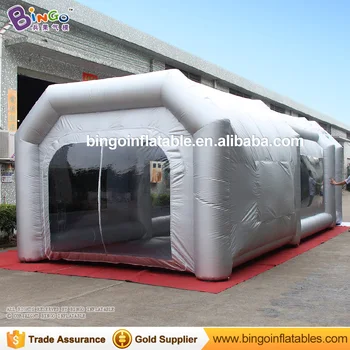 

9m*4m*3m Tent Type inflatable paint booth/car painting temporary work station/silver color inflatable spray paint booth toy tent