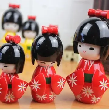 3 шт. новые милые японские темно-красные и розовые деревянные куклы Kokeshi ручной работы для девочек 14 см 11 см 8 см
